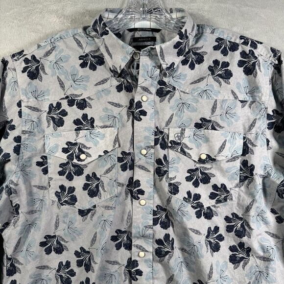 Ariat Other - Ariat Pearl Snap Shirt Mens L Blue Relentless Floral Western Rodeo Cowboy Dance